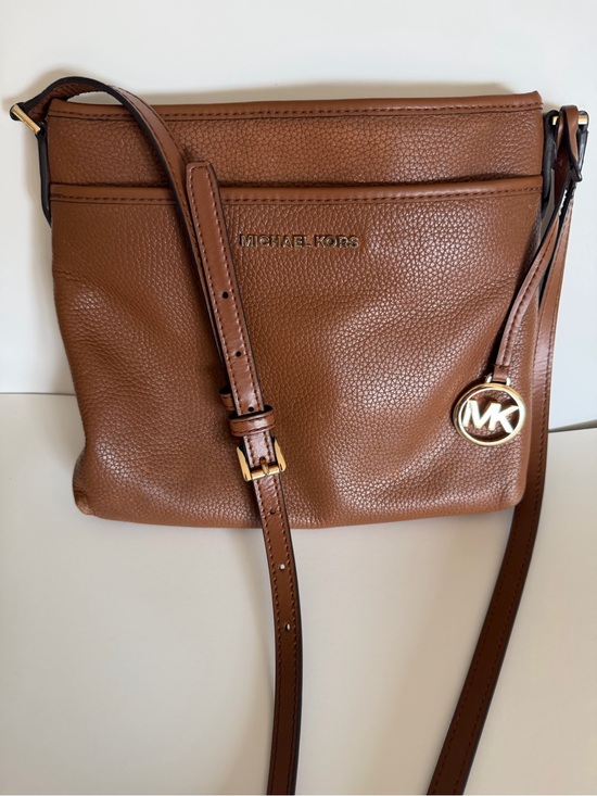 Michael Kors Handbags - Michael Kors Cognac Pebbled Leather Crossbody Bag Gold Hardware